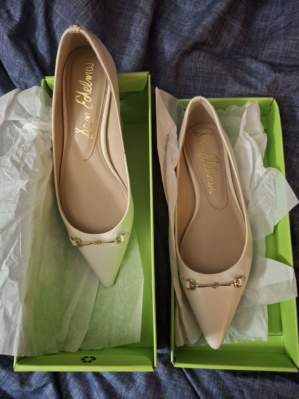 Sam Edelman Nori Flat in Nude Beige with Gold Bit